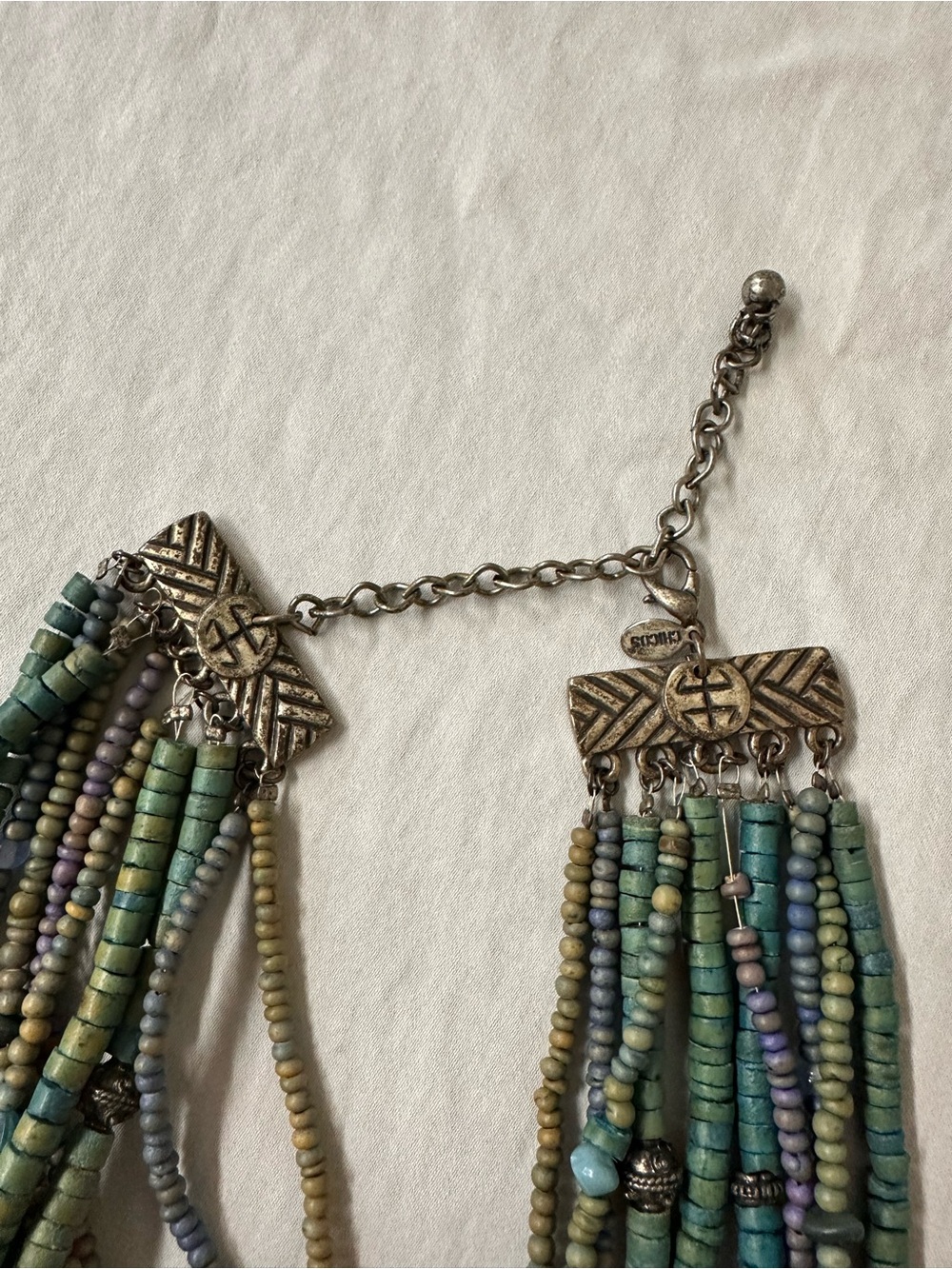 Multi-Strand Blue, Green and Turquoise Colored Beaded Women's Necklace - Picture 2 of 6